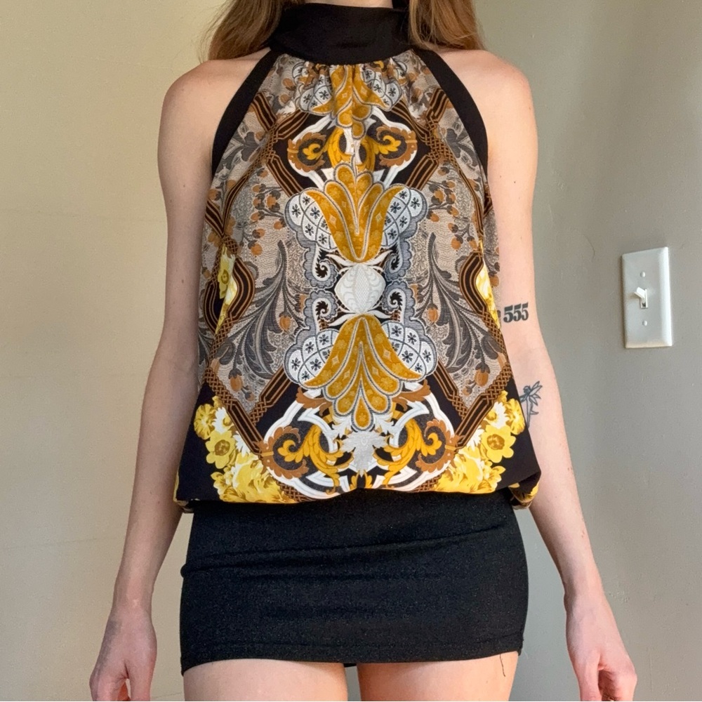 Vintage Y2K Floral Paisley Halter Top
